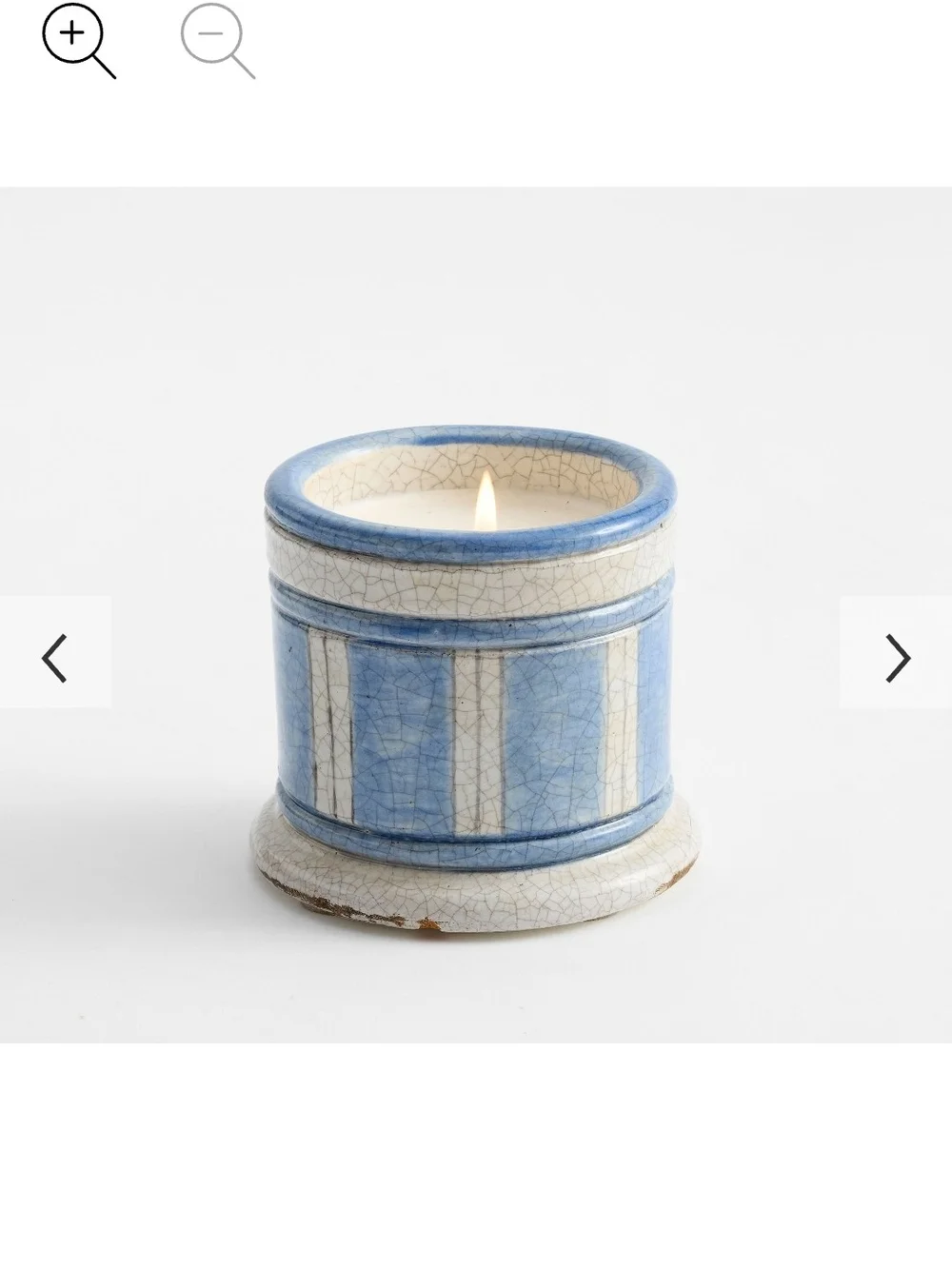 Pottery Barn Hand Painted Ceramic Candle - Navy Beach .75 lb